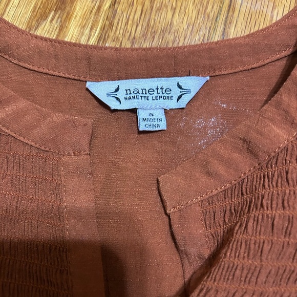 Nanette Lepore Gingerbread Blouse Brown Orange Sz Small Peasant Cottagecore - Picture 4 of 8